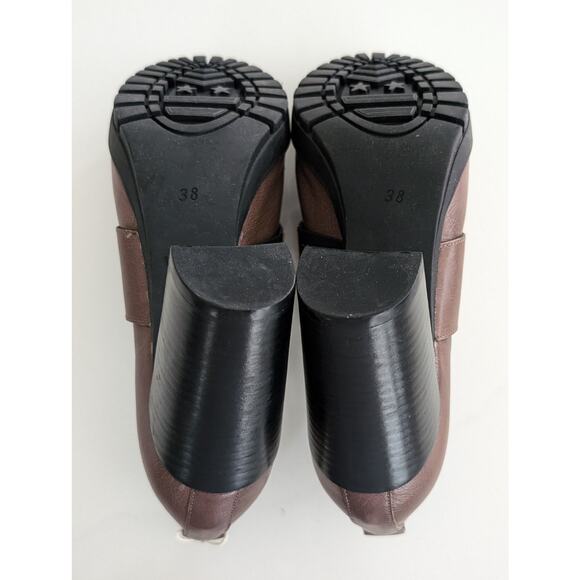 Renascentia Firenze Heeled Leather Loafers IT 38 US 8 Brown Shoes Made in Italy - Picture 7 of 10